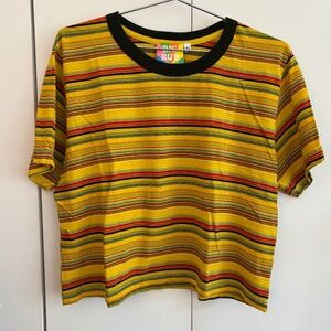 BIG BUD PRESS Cropped Stripe Tee in Lemon Drop